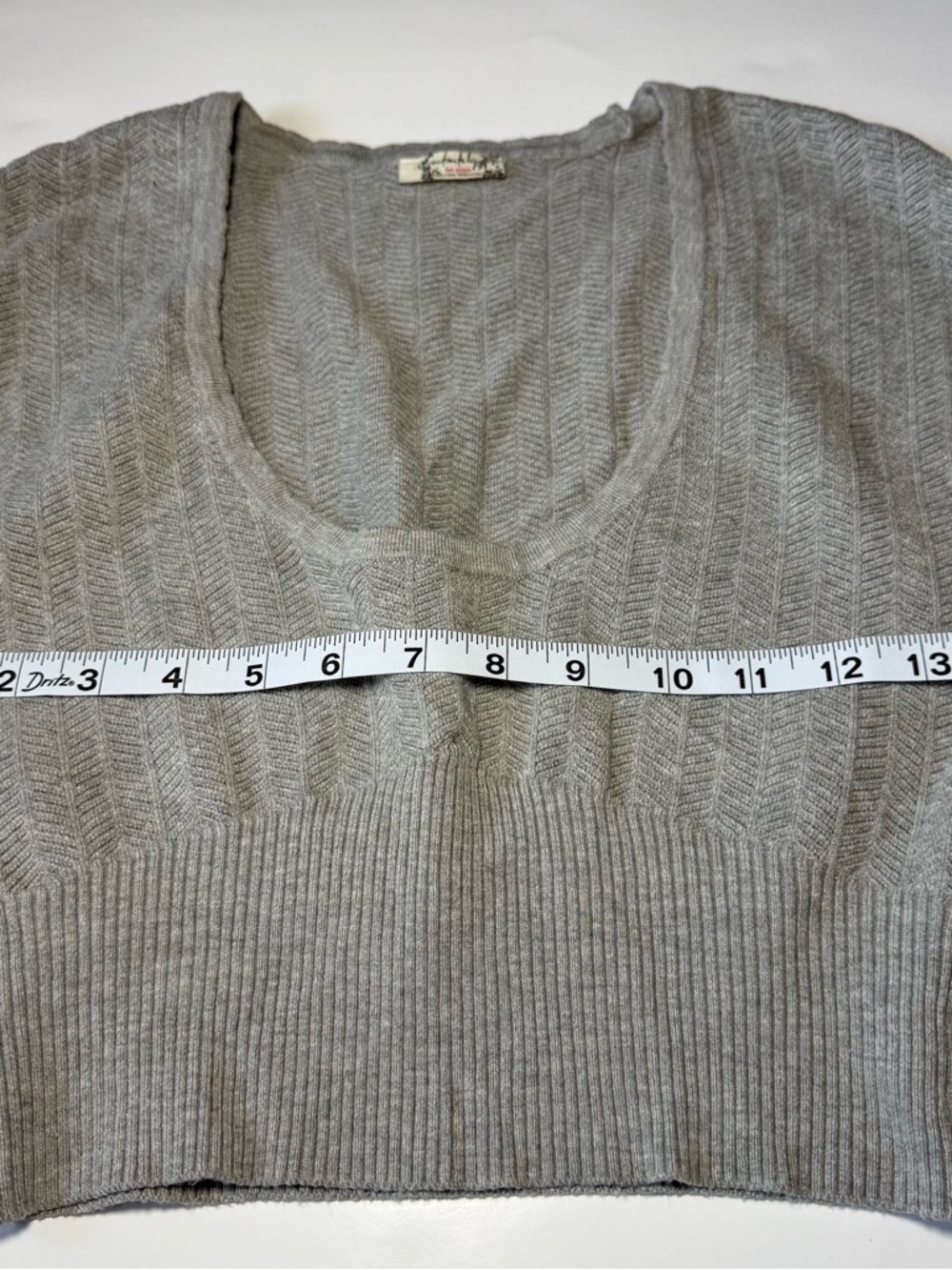 Free People Gray Scoop-Neck Textured Knit Sweater Top‎ - Picture 5 of 5